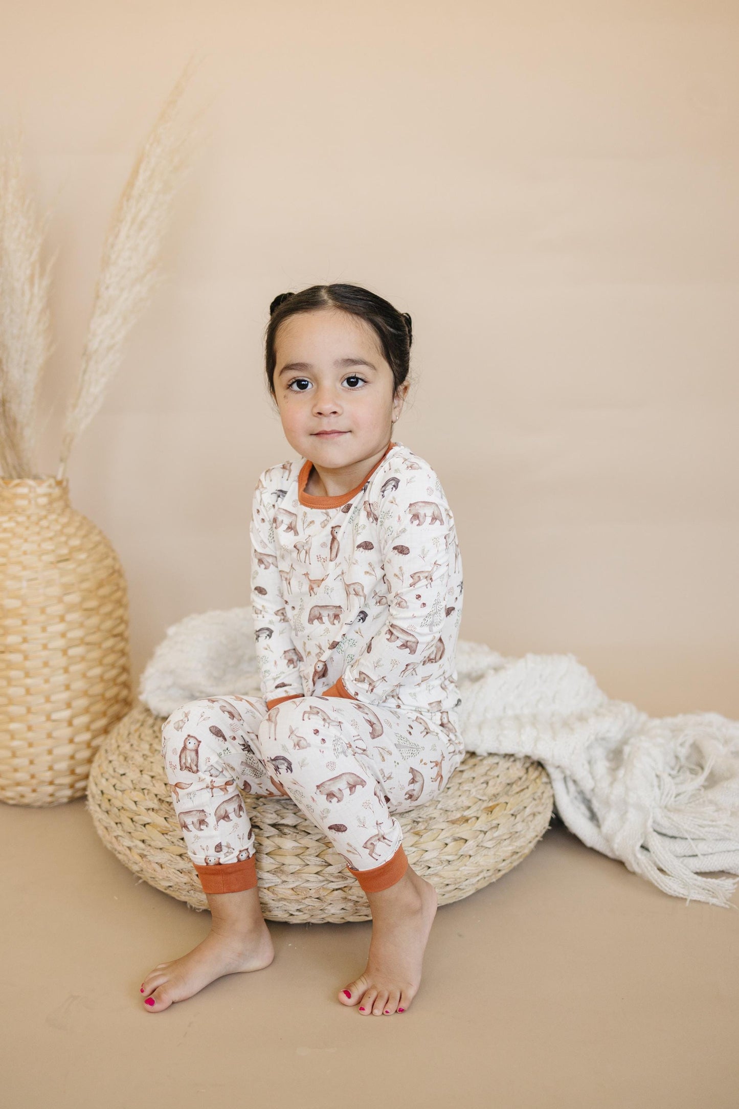 Forest Friends 2pc Bamboo Pajamas - Fall Woodland PJ Set for Toddlers and Kids