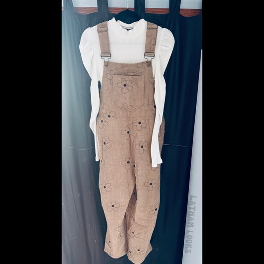 flower corduroy overalls