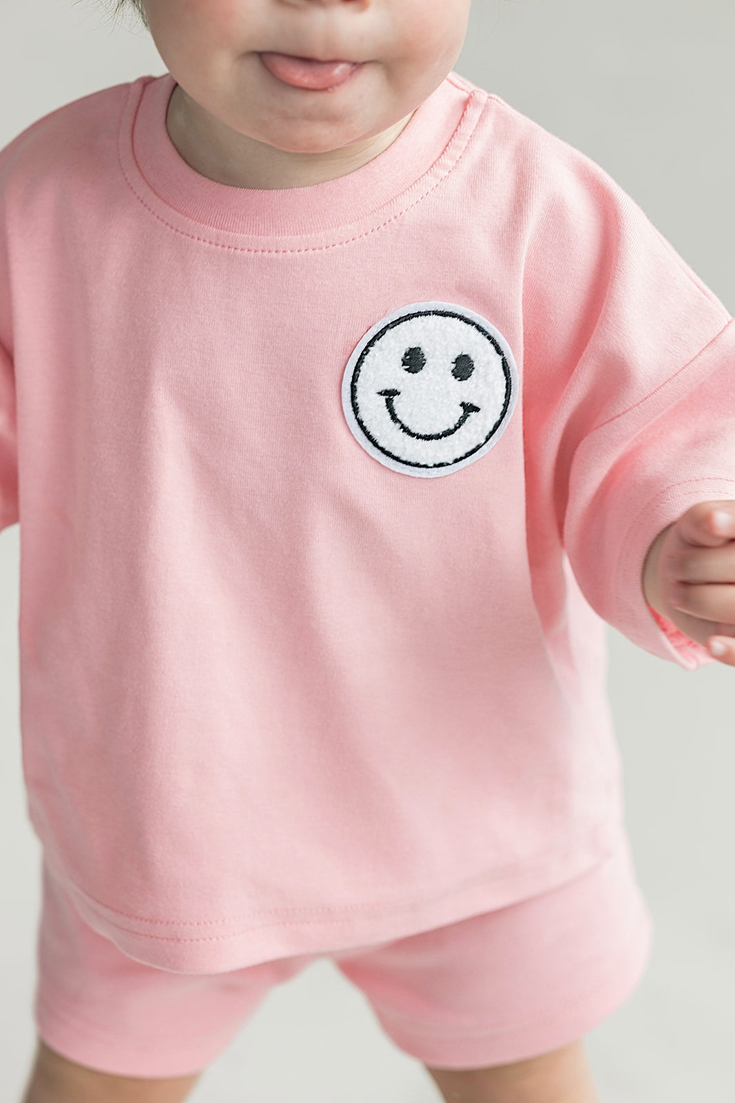 Smiley Shorts Set | Pink Peach