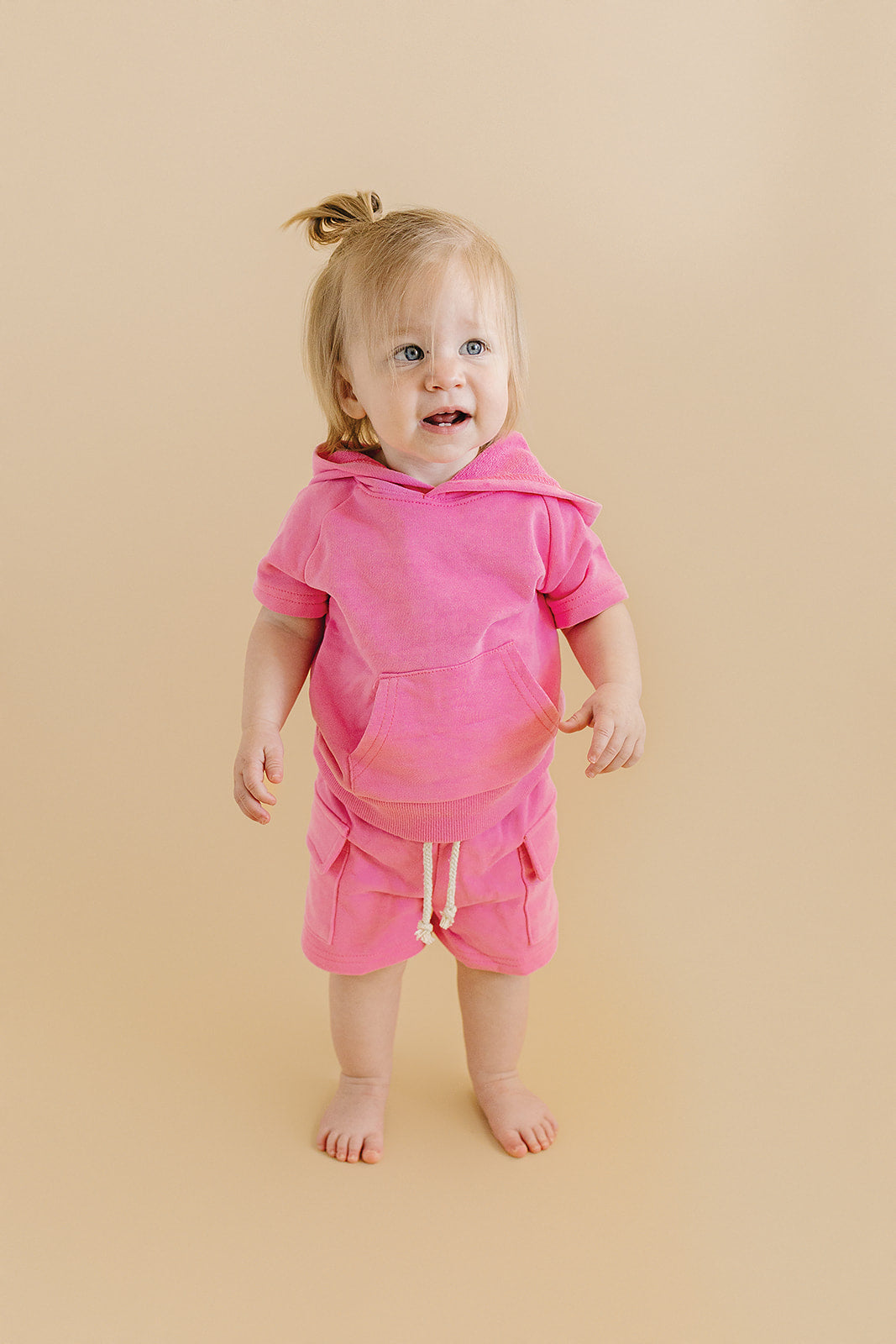 Terry Cargo Shorts Set | Pink