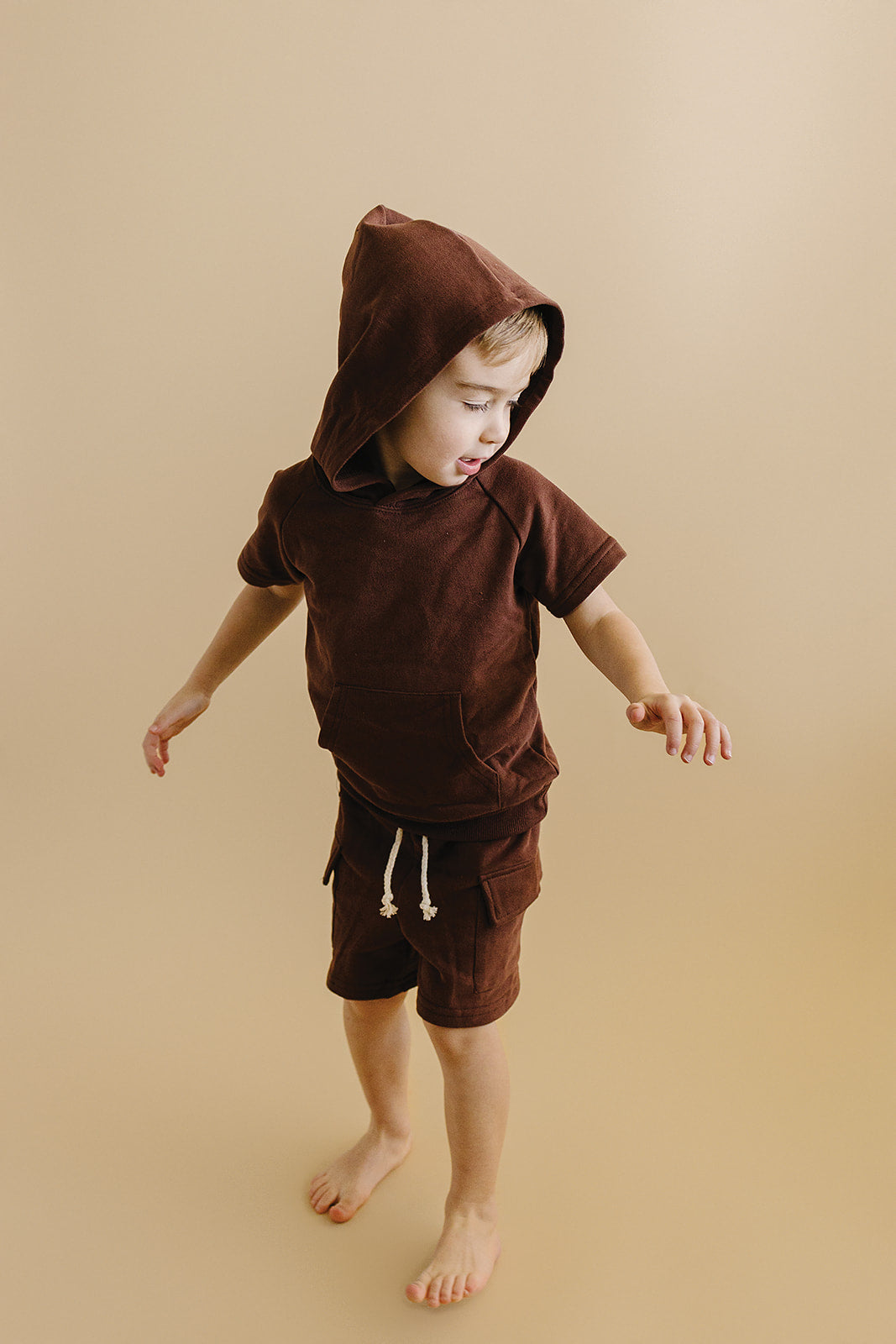 Terry Cargo Shorts Set | Chocolate