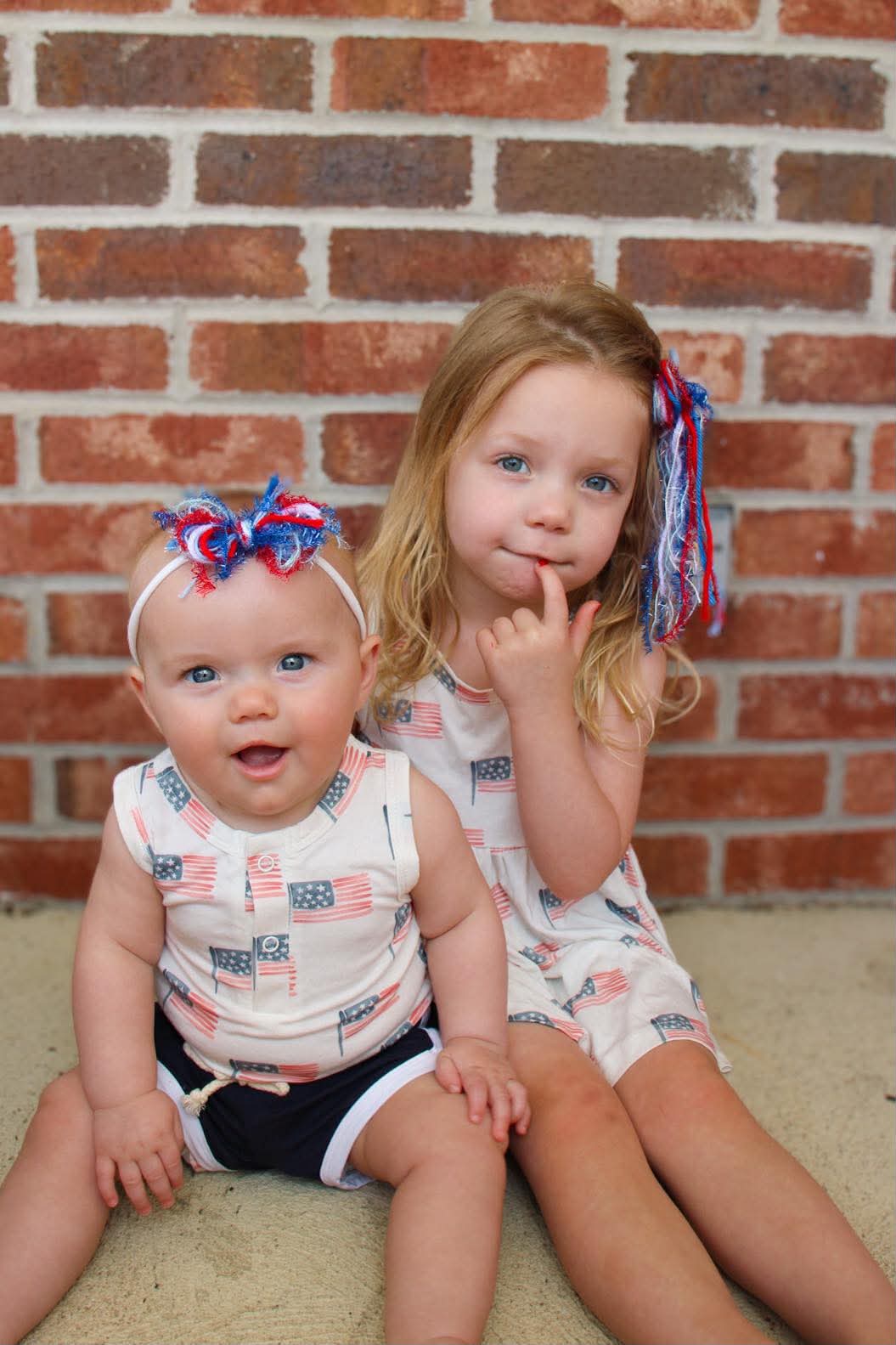 Flag Print Bamboo Peplum Top & Bike Shorts