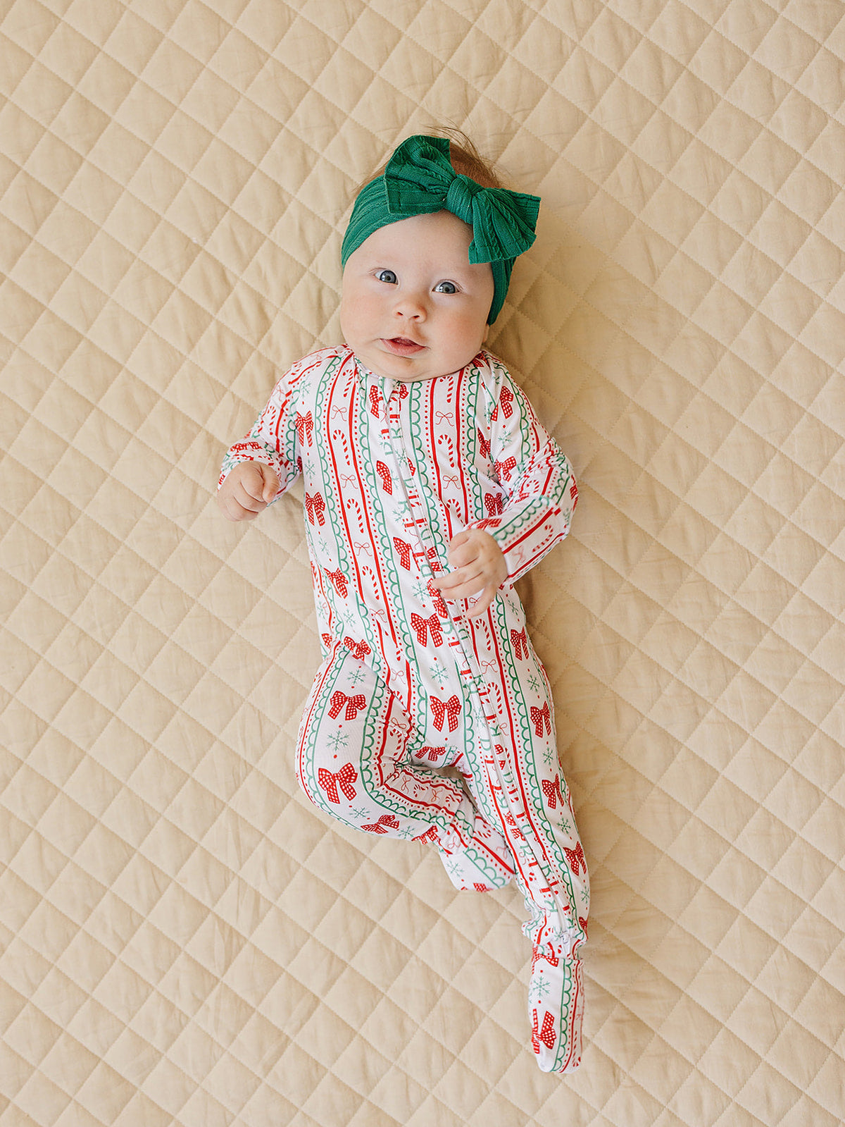 Bamboo Zip Romper | Retro Candy Cane