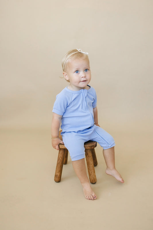 Solid Ribbed Bamboo Shorty Romper (0-3m to 4T)  - more colors