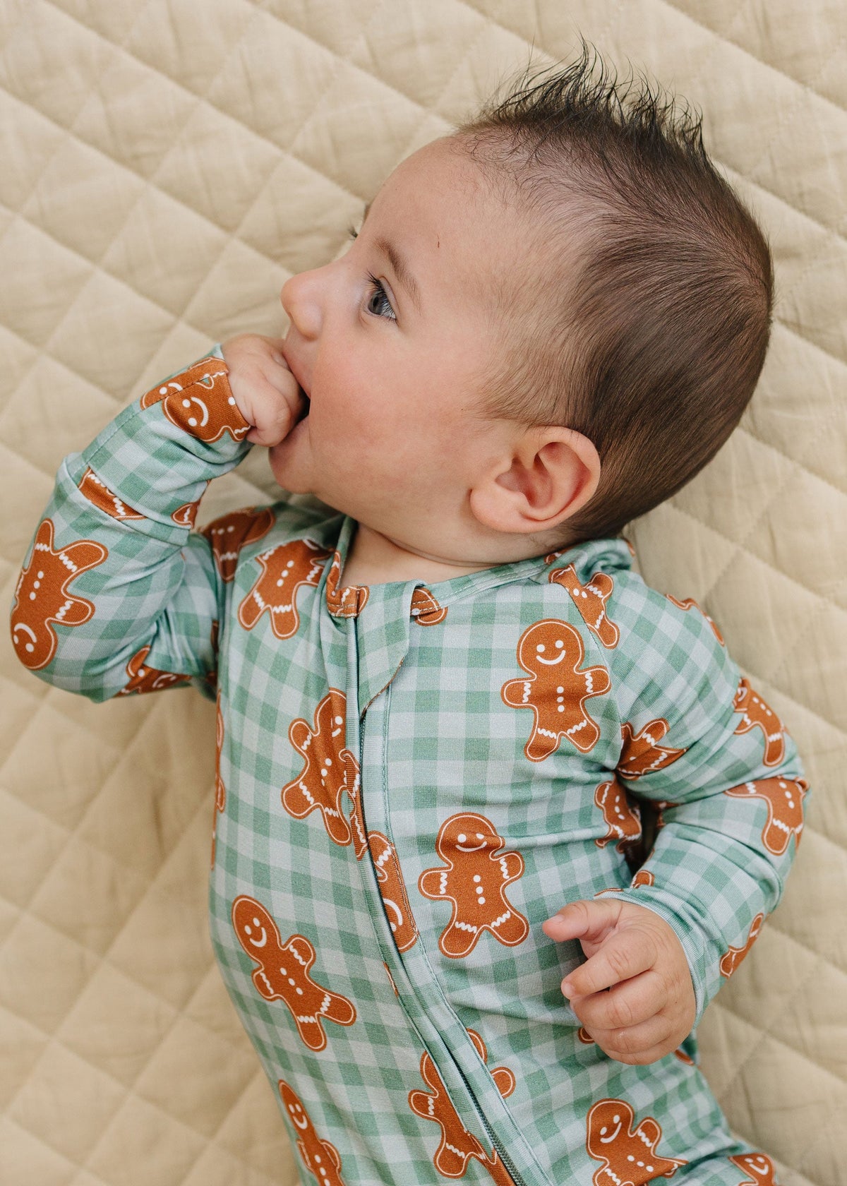 Bamboo Zip Romper | Gingerbread Gingham