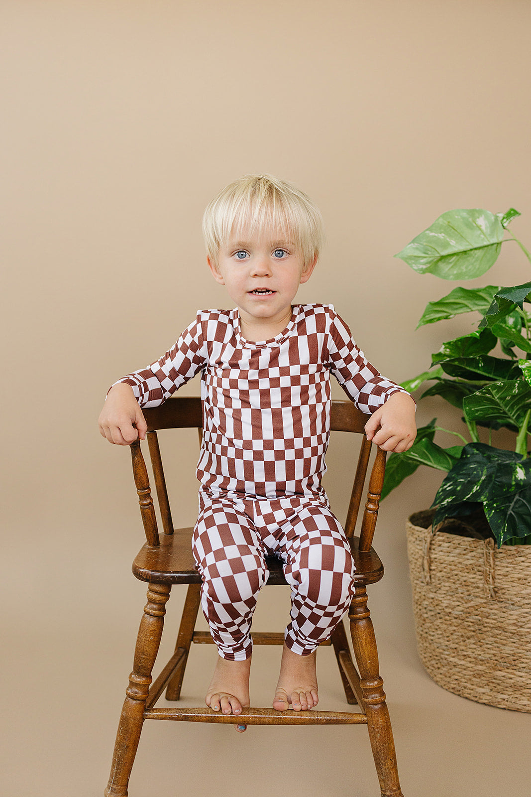 Bamboo Two Piece Set | Chocolate Checkered